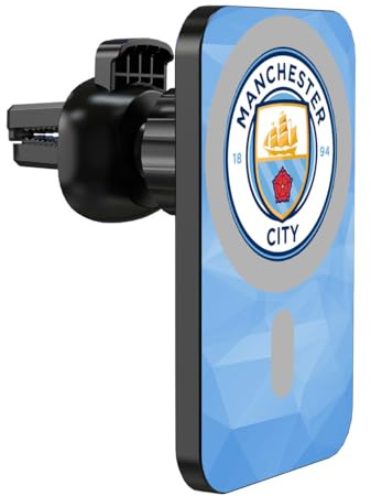 Head Case Designs Officially Licensed Manchester City Man City FC Blue Full Colour Logo Icon Magnetic Car Mount with Wireless Charger Compatible with MagSafe iPhone and Android Qi Devices (Black)