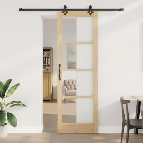 Falttür Komplettset Innentür,Schiebetür Braun 78 x 232 cm Holz und Metall,Innentüren für Wohnzimmer,Schlafzimmer,Diele,Flur