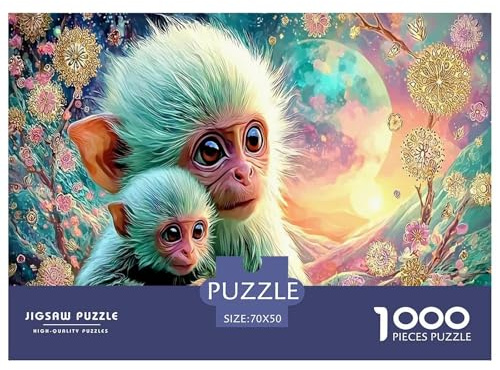 Puzzle Monitos Bebé 1000 Piezas de Papel Reciclado – Monos (Padres & Bebé & Flores) Puzzle Familiar Divertido y Desafiante 70x50cm/1000pcs