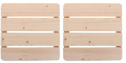 Anneome 2 Stück Duschmatten aus Massivem Kiefernholz rutschfeste Holzlattenmatte 30x30cm mit Hohem Rand für Sauna Badezimmer und Hotel Poolduschen Feuchtigkeitsbeständig Hellbraun