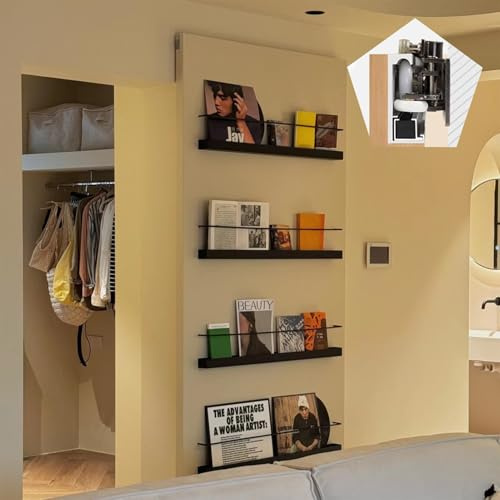 Binario per Porta Scorrevole Porta Ghost Stile Scaffale con Kit Binario Scorrevole Magico Nascosto, Binario Porta Libreria Scorrevole per Armadio, Binario Ghost Senza Guida(149cm/58.7in)