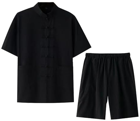 Camiseta de estilo chino para hombre, traje tradicional Kung Fu Tai Chi, cómodo a la moda, informal, 2 piezas, camisa de manga larga y pantalones ligeros transpirables de verano traje de ocio para