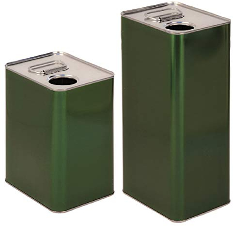 Lattina Olio Rettangolare in banda stagnata 5 Litri VERDE con tappo ermetico 8pz