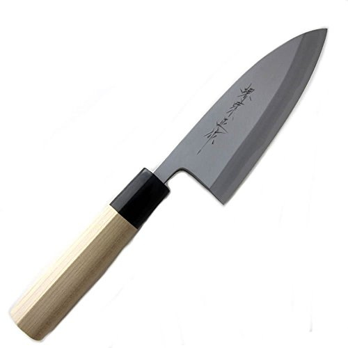 Houcho.com Sakai Ajimasa, Genuine Sakai-Manufactured, 5.9 (150mm) Kasumi White Steel Deba Knife