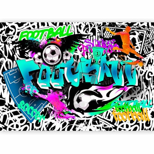 Papier peint murando panoramique inspirant 250x175 cm - Revêtement mural décoration salon - Design moderne - Artistique graffiti coloré urbain mural football sport i-A-0111-a-c