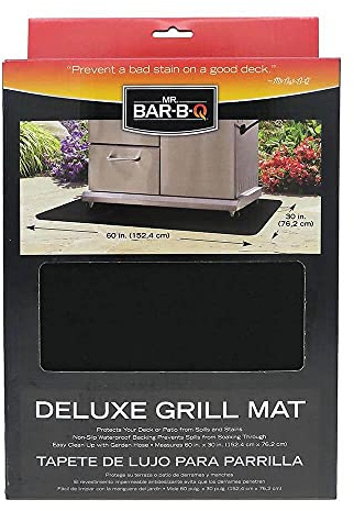 Mr. Bar-B-Q 40124Y Deluxe Grill Mat, Protects Decks & Patios from Spills & Stains | Non-Slip Backing | Prevents Spills from Soaking Through to Deck or Patio Surface | Easy to Clean | 60 x 30 inches