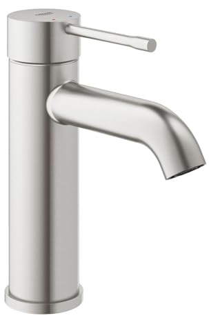 GROHE Essence, Waschtischarmatur, wassersparend (Wasserhahn für das Bad, 17cm hoch, Badarmatur mit langlebiger Oberfläche, einfache Installation am Waschbecken), edelstahl, 23590DC1