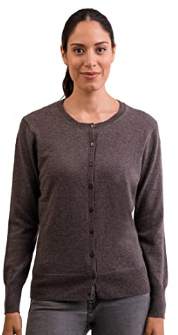 CASH-MERE.CH 100% kashmir damtröja cardigan rund hals | kofta rund hals 2-trådig, Tygransblandning, S