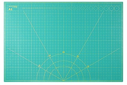 Snyderline Schneidematte DIN A1 (60 x 90 cm) in grün - beidseitig nutzbar, selbstheilende Schneideunterlage, Bedruckt in cm & inch