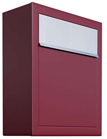 Briefkasten, Design Wandbriefkasten Base Rot/Edelstahlklappe - Bravios