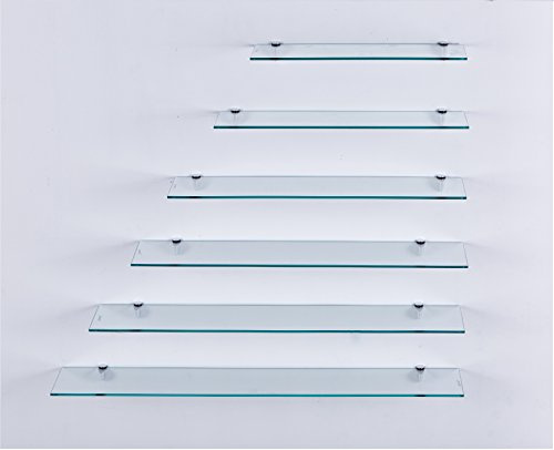 Euro Tische Étagère murale en verre transparent, 70 cm, pour salle de bain, avec verre de sécurité ESG de 6 mm et supports en métal, différentes tailles