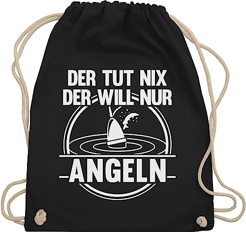 Turnbeutel Rucksack - Angler Geschenke & Zubehör - Der tut nix der will nur angeln - Unisize - Schwarz - gadget angel stoffbeutel fischerei tasche fischen turnsackerl fishing sportbeutel angelsport