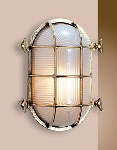 Licht-Erlebnisse Maritime Wandlampe LED aus Messing Glas IP54 rostfrei Schiffslampe Außenwandleuchte Haustür Eingang