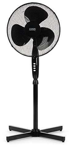 LIVIVO 16 Inch Pedestal Fan - Powerful 3 Speed Settings Electric Floor Fan for Cool Airflow with Mesh Safety Grill - Standing Fan for Bedroom, Office and Living Room - Black