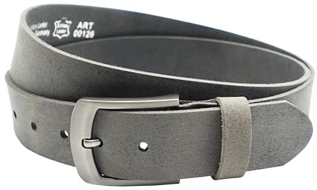NK Belt GmbH 4cm echte Büffelleder Gürtel Grau Herren Jeans Leder Handgemacht 80cm-145 cm HG-G