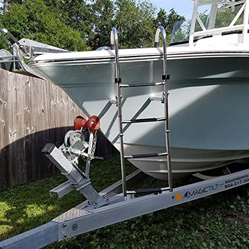 JLXJ Badeleiter Bootsleiter Leitern Faltbarer Pool/Boot 4 Stufenleiter, Rostfreier Stahl Zusammenklappbarer Ponton Swim Boarding Leitern für Yachtboot Schiff, Belastung: 200 Kg