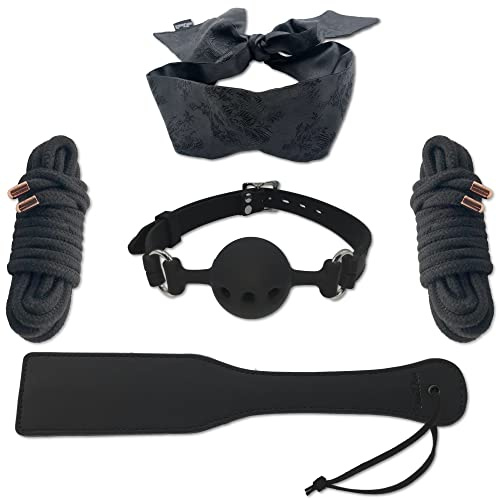 DaniChou Deluxe 5X BDSM Bondage Set – 5-teiliges SM Set mit Augenmaske, Ballknebel, Paddel & Bondage-Seil | Fesselspielzeug für Paare – BDSM Zubehör für Anfänger & Fortgeschrittene