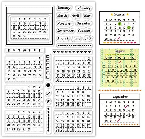 ORIGACH 2026 Kalender Transparenter Silikon Stempel Durchsichtige Silikon Stempel, für Urlaub Geburtstag Festival Kartenherstellung DIY Scrapbooking Journaling Album