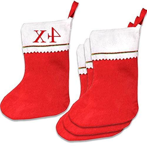 ＣＨＡＭＥＥＮ Weihnachtsstrumpf, Nikolausstiefel, Nikolausstrumpf, Weihnachtssocken, Nikolaussocken, 4 Stück Nikolaus Socke Strumpf zum Aufhängen und Befüllen an Weihnachten