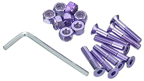 PATIKIL Skateboard Ferramenta Kit, 1 Montaggio Viti Esagonali Testa Bulloni Dadi Set con Chiave per Long Board Cruiser, Viola