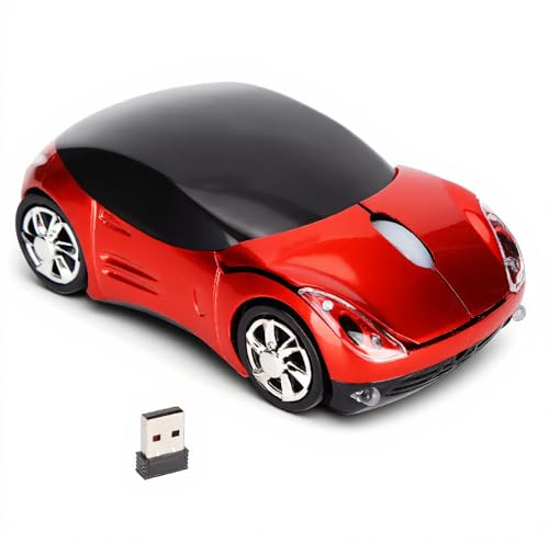 Sorandy 2.4GHz Kabellose Maus, Klassische Autoform Maus mit USB Empfänger, Ergonomische Optische Mäuse für PC, Laptop, Computer, Kinder, Mädchen, Kleine Hände