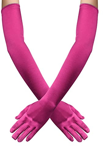 Guanti da Sera Lunghi 55 CM in Raso Elastici - Eleganti da Opera Vintage per Matrimoni, Festa in Maschera e Carnevale