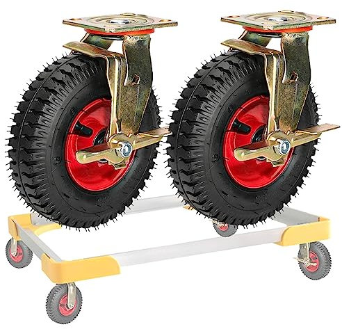 WORDFUN 2 Stück Möbelrollen Gummirollen, Gebremste Räder, Transportrollen Abriebfest, Leise Lenkrollen Luftreifen, Bockrolle, Mit Schrauben, Pannensicher, Vakuum-Räder, Doppelt Gelagert