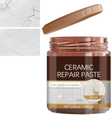 KOAHDE Pasta Ripara Piastrelle,Pasta Ripara Graffi Ceramica,Ripara Crepe Nelle Piastrelle di Ceramica,Riparazione Di Piccoli Fori Ad Alta Resistenza,Stucco per Piastrelle Scheggiate per Ceramica,100ML