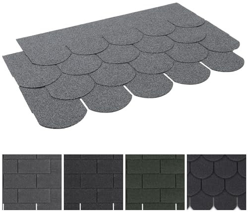FUKEA Asphalt Roof Shingles-18pcs/2.61sqm Shingles Self-Adhesive Sheds Roofing Felt Shingles Tiles Thermal Insulation Roof Felt for Sheds for Most Rooftop, Fish-Scale, Light Grey