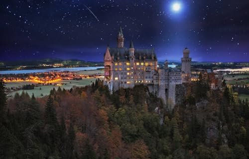 GUOHLOZ Puzzle 1500 Teile,Puzzle für Erwachsene, Impossible Puzzle,Puzzle farbenfrohes Legespiel,1500 Puzzle Home Dekoration Puzzle, Schloss, Deutschland, Herbst, Lichtenstein, 87x57cm