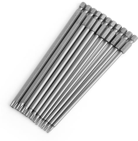 TEGRODEX Lot de 11 embouts de tournevis Torx de sécurité T6-T40 Star 6 points inviolables avec tige hexagonale 1/4 150 mm en acier S2 avec aimant pour tournevis électrique, perceuse, visseuse à
