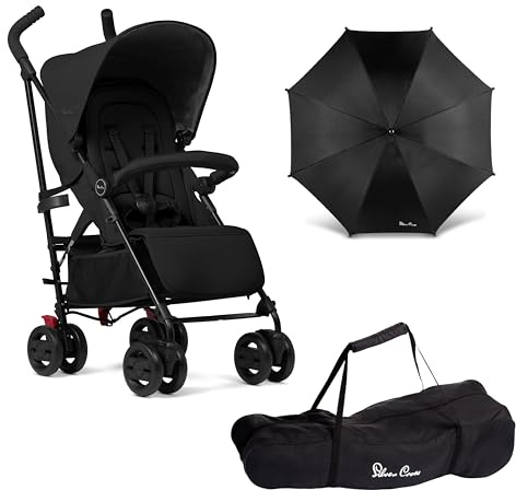 Silver Cross - Pop 2 Pushchair - Parasol & Travel Bag - Foldable Travel Stroller - Adjustable Seat - Newborn to 4 Years - Space