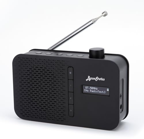 DAB Radio Portable, FM DAB+ Digital Radios with Bluetooth, Mains and Battery Powered, Dual Alarms Clock, Sleep Timer, Presets Stations, Eraphone Jack, Black
