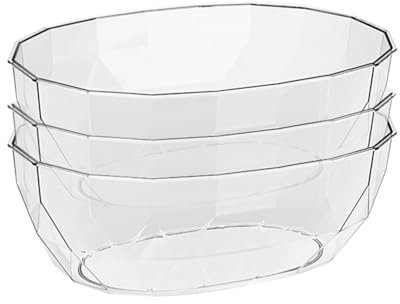 iFutniew Set di 3 ciotole in plastica trasparente per mescolare insalata, snack per feste, popcorn, patatine e salse