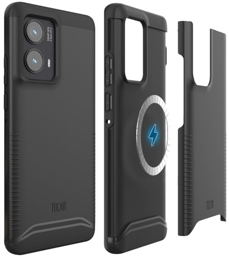 TUDIA MERGE [Magsafe Compatible] Designed for Motorola Edge 2024 Case, [Military Grade] Dual Layer Shockproof Slim Rugged Tough Heavy Duty Protective Phone Cases (Matte Black)