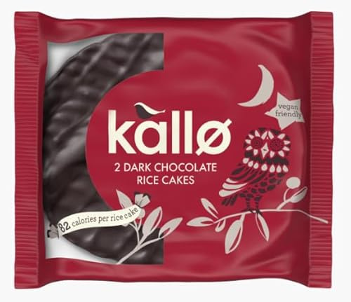 Urban Wellbeing, Kallo Belgian Dark Chocolate Rice Cake Thins Two Pack (Pack of 30 x 33g), Gluten Free Snack