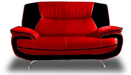Imebel 2 Sitzer Sofa Onyx - Kunstleder Wohnzimmersofa - Loungesofa Couch für 2 Personen - Chromfüße, HR-Kaltschaum - 168 cm x 87 cm