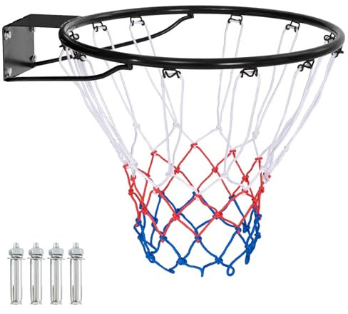 GOPLUS Basketballkorb Indoor, Ø45 cm Basketballring mit Netz & Schrauben, Basketball Korb Outdoor zur Montage an Wand/Tür/Rückenbrett, Basketball Hoop für Kinder Jugendliche Erwachsene (Schwarz)