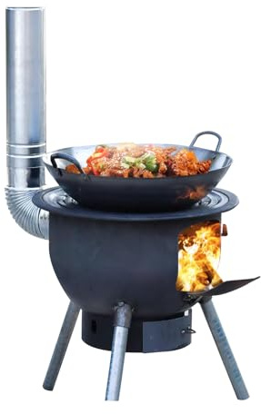 Poêle à Bois en Fonte Petit Poêle à Bois de Chauffage Poêles de Tente | Familial Réchaud de Camping Multifonctionnel Pour Tente, Chaleur et Cuisson(52*63cm)