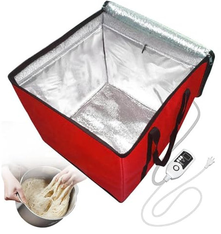 SAYEYBU Bread Proofing Basket, Foldable Sourdough Proofing Bag, Temperature Control + Timing Function, for Homemade Yogurt, Bread, Natto, Yogurt Fermentation Box,Red,35x35cm