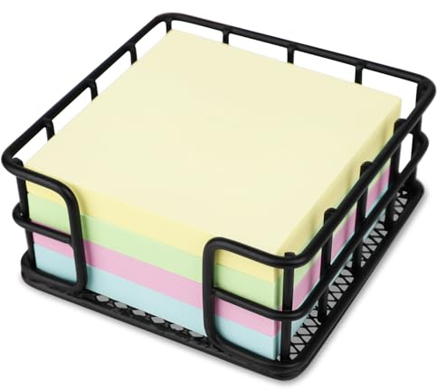 Sticky Note Holder, 3.62 x 3.62 x 1.77 Inches Metal Memo Pad Dispenser, Square Notepad Organizer for Desk, Office & School Essentials, Desk Organizer Supply