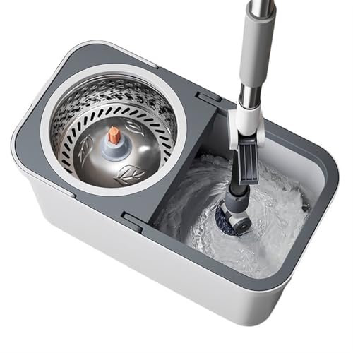 PBENO Fregona Fregona giratoria for el hogar Una fregona Que está Limpia, no se Lava a Mano, fregona con balde, Juego de fregona for Piso Absorbente de Agua húmeda y Seca Cubo Fregona