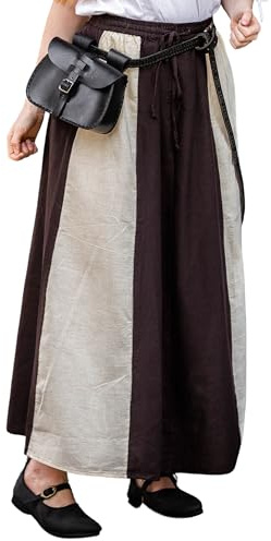 Leonardo Carbone® Damkjol Dana | Elastiskt midjeband | Justerbar dragsko | karneval, halloween, cosplay, LARP, medeltida kjol, kostym, plagg | bomull, Mörkbrun/natur, S-M