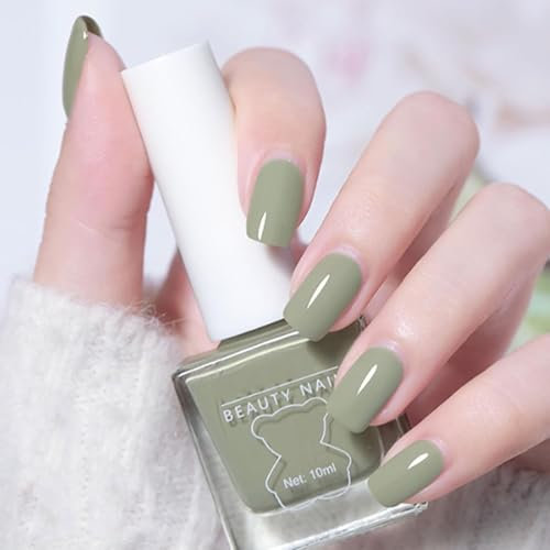 DMQ Green Nail Polish, Spring Green Nail Varnish, Long Lasting Chip Resistant & Quick Drying Gel Polish, Highly Pigmented Nail Paint Lacquer for Women Girls DIY Nail Art at Home - No Need Cure