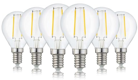 hellum E14 Glühbirne LED warmweiß 6er Set 2,2 Watt, G45 Birne klar Tropfenform, Energiesparlampe ersetzt Leuchtmittel E14 LED warmweiss 25 Watt, Glühbirnen mit 2700k und 250lm 220797