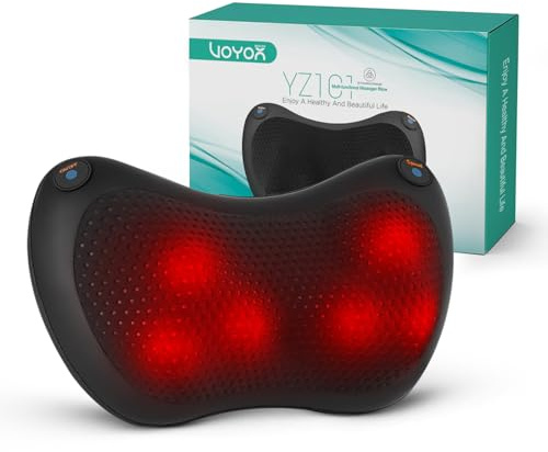 VOYOR-HEALTH Cuscino Massaggiante Schiena Collo Massaggiatore Elettrico con Surriscaldamento Protezione Tessuti Profondi Sollievo Massaggio per a Casa, Ufficio, Auto (Nero Scuro)