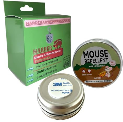Ahuyentador de martas y ratones, 2 unidades, protección natural para roedores con aceites esenciales, eficaz hasta 6 meses, para coche, garaje, ático y jardín, apto para interior y exterior