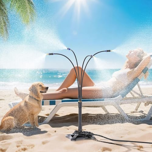 Outdoor Misting Cooling system - Standing Patio Misting System, 8M(26.2FT) Portable Mister System for Outdoor Garden Backyard BBQ Party Tanning Pool Beach Cooling & Water Playing