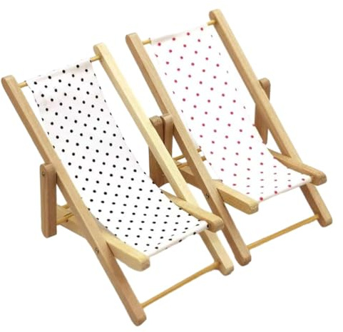 Didiseaon 2 pièces Miniature Chaise de Plage pour Maison de Poupée Lot de Chaises Longues Décoratives Délicates Modèle Miniature Stable et pour Décoration Plage et Jardin