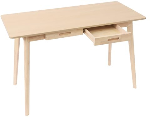 HPDTZ Escritorio en color nogal de 120 cm, moderno escritorio de oficina y mesa de ordenador, mesa de madera maciza con 2 cajones, mesa de trabajo para casa, oficina, estudio (A)